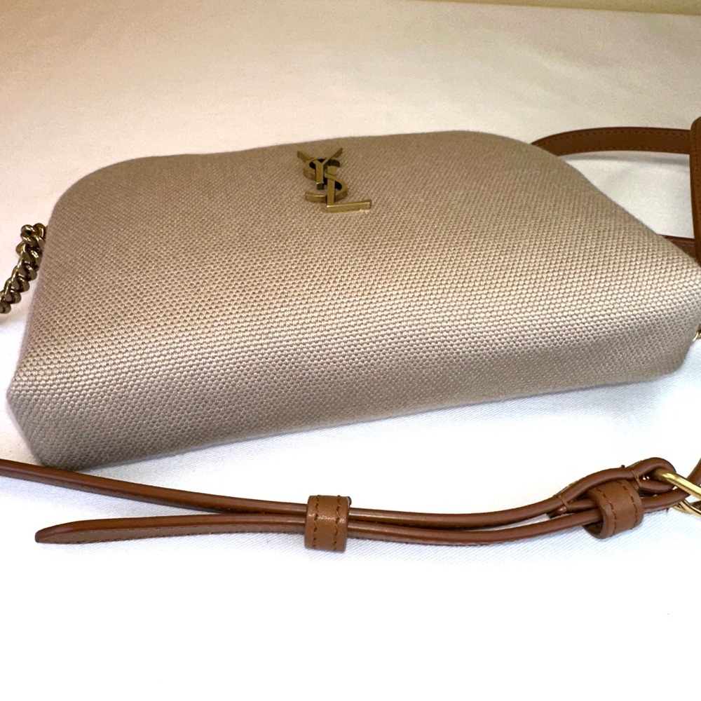 Saint Laurent NWT Gaby mini camera bag beige canvas tan leather Box dustbag COA - Picture 9 of 14